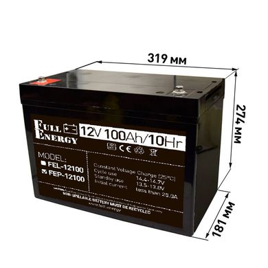 Акумулятор 12В 100Аг для ДБЖ Full Energy FEP-12100